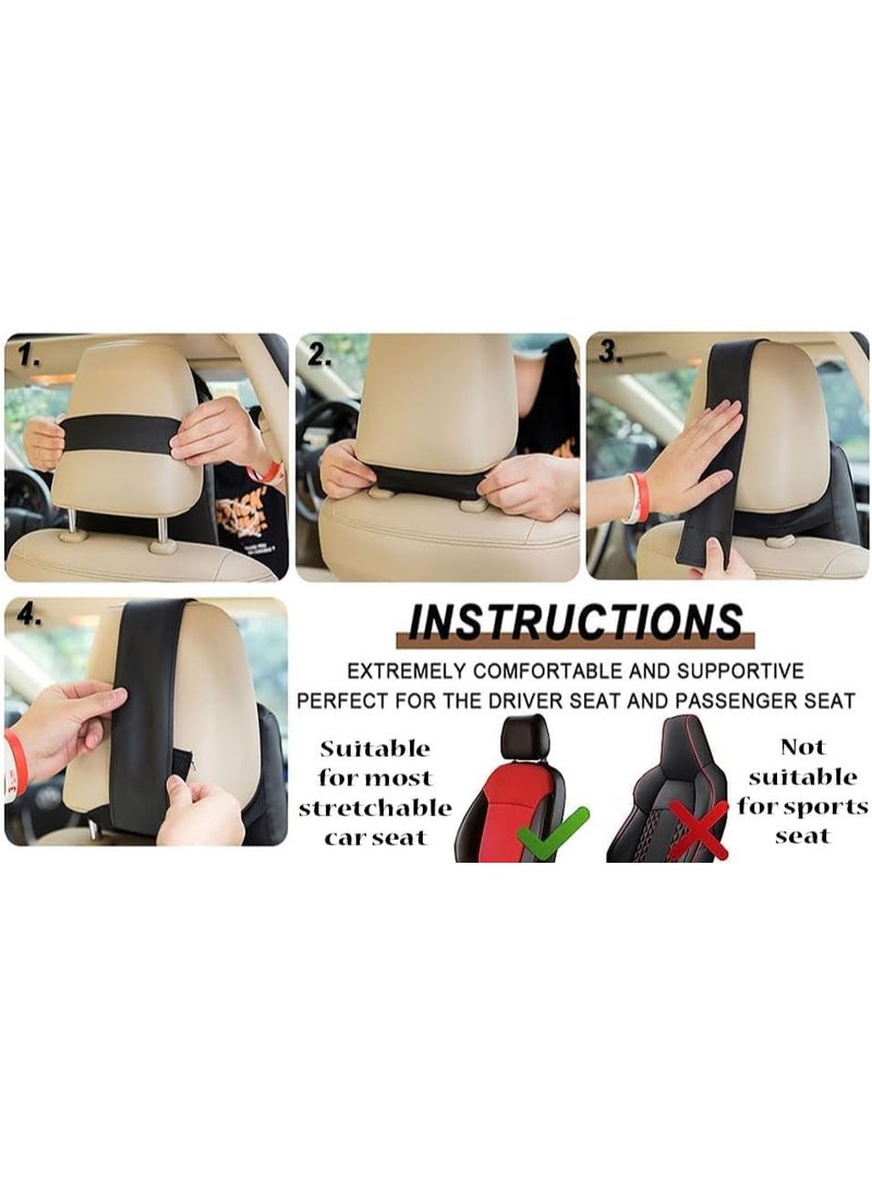 Memory Foam Car Neck Rest Pillow Seat Cushion Neck Support Headrest Ergonomic Help Relieve Neck Pain for Driver Front Back Seat, Office Chair, Fit Most Vehicles (Black Pack of 2) - Image 3